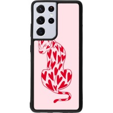 Coque Samsung Galaxy S21 Ultra 5G - Silicone rigide noir Leopard with hearts 2026