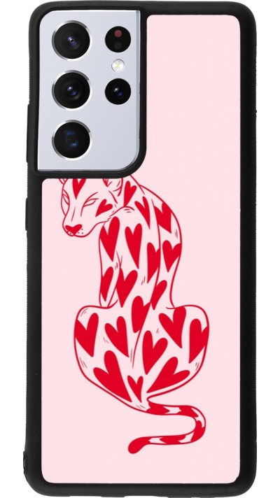 Samsung Galaxy S21 Ultra 5G Case Hülle - Silikon schwarz Leopard with hearts 2026