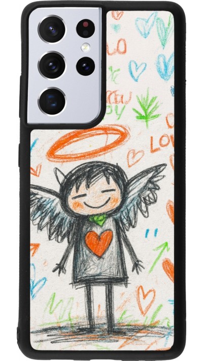 Samsung Galaxy S21 Ultra 5G Case Hülle - Silikon schwarz Little Angel Sketch Love