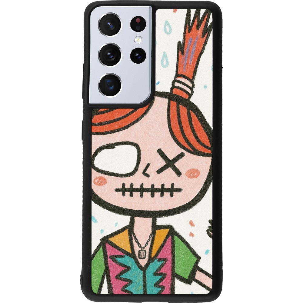 Samsung Galaxy S21 Ultra 5G Case Hülle - Silikon schwarz Little Girl Sketch