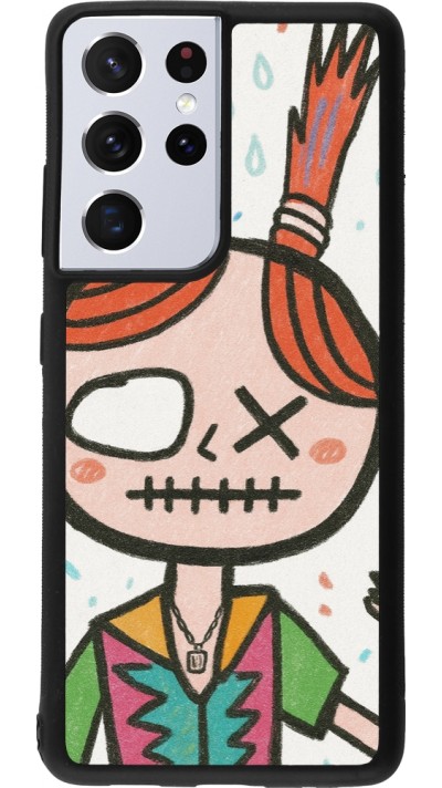 Samsung Galaxy S21 Ultra 5G Case Hülle - Silikon schwarz Little Girl Sketch