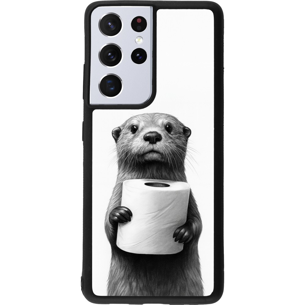 Coque Samsung Galaxy S21 Ultra 5G - Silicone rigide noir Loutre papier de toilette