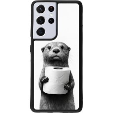 Coque Samsung Galaxy S21 Ultra 5G - Silicone rigide noir Loutre papier de toilette