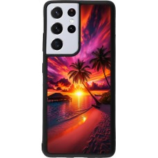 Samsung Galaxy S21 Ultra 5G Case Hülle - Silikon schwarz Malediven Abenddämmerung Glückseligkeit
