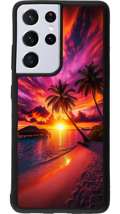 Samsung Galaxy S21 Ultra 5G Case Hülle - Silikon schwarz Malediven Abenddämmerung Glückseligkeit