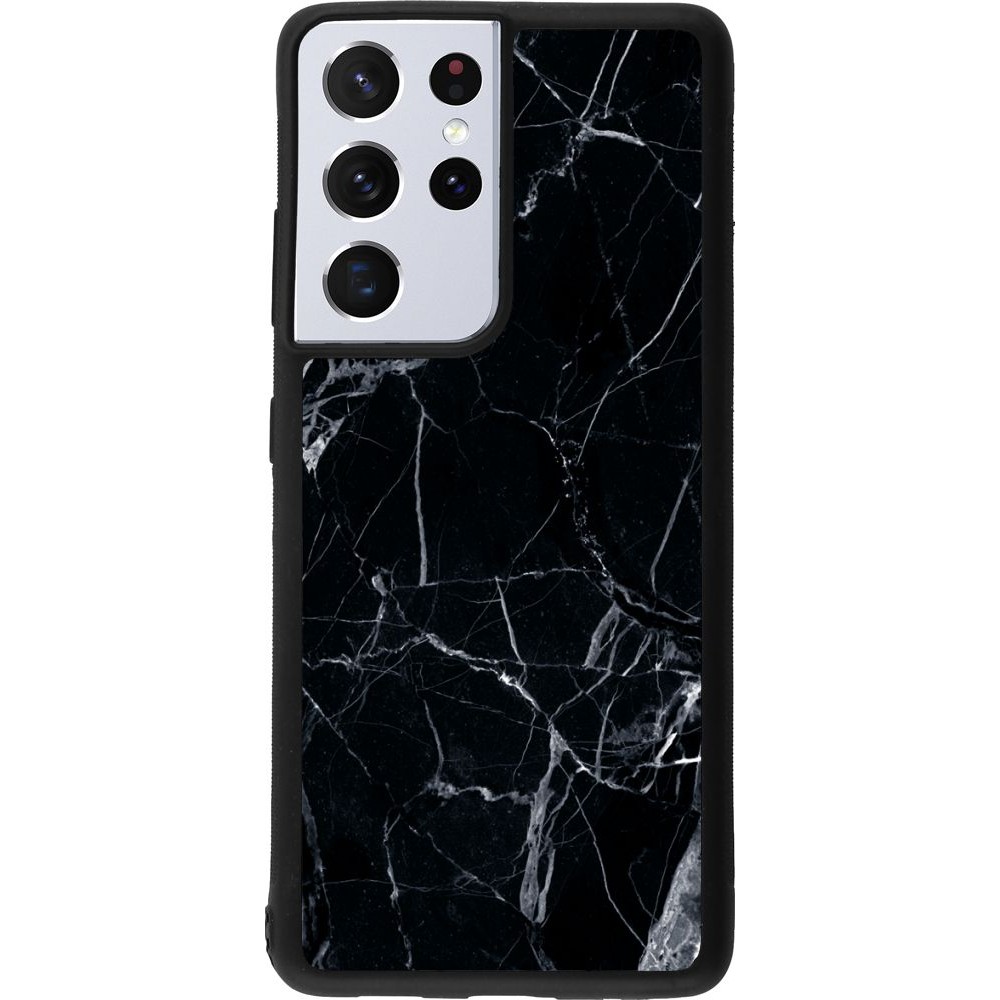 Hülle Samsung Galaxy S21 Ultra 5G - Silikon schwarz Marble Black 01