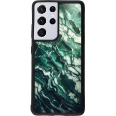 Samsung Galaxy S21 Ultra 5G Case Hülle - Silikon schwarz Majestätischer grüner Marmor