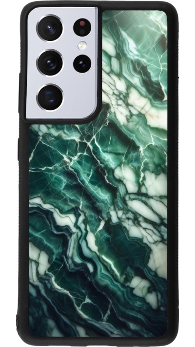 Samsung Galaxy S21 Ultra 5G Case Hülle - Silikon schwarz Majestätischer grüner Marmor