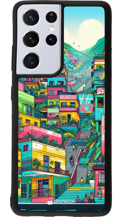 Samsung Galaxy S21 Ultra 5G Case Hülle - Silikon schwarz Medellin Comuna 13 Kunst
