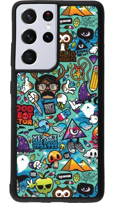 Coque Samsung Galaxy S21 Ultra 5G - Silicone rigide noir Mixed Cartoons Turquoise
