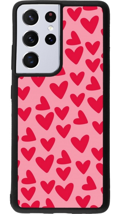 Coque Samsung Galaxy S21 Ultra 5G - Silicone rigide noir Mom 2024 petits coeurs