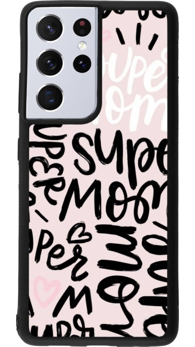 Coque Samsung Galaxy S21 Ultra 5G - Silicone rigide noir Mom 2024 Super mom