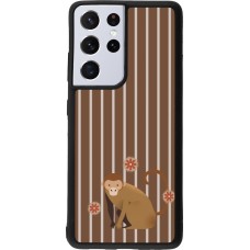 Coque Samsung Galaxy S21 Ultra 5G - Silicone rigide noir Monkey with stripes