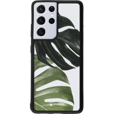 Coque Samsung Galaxy S21 Ultra 5G - Silicone rigide noir Monstera Plant