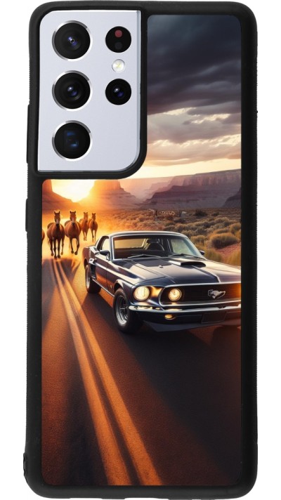 Coque Samsung Galaxy S21 Ultra 5G - Silicone rigide noir Mustang 69 Grand Canyon