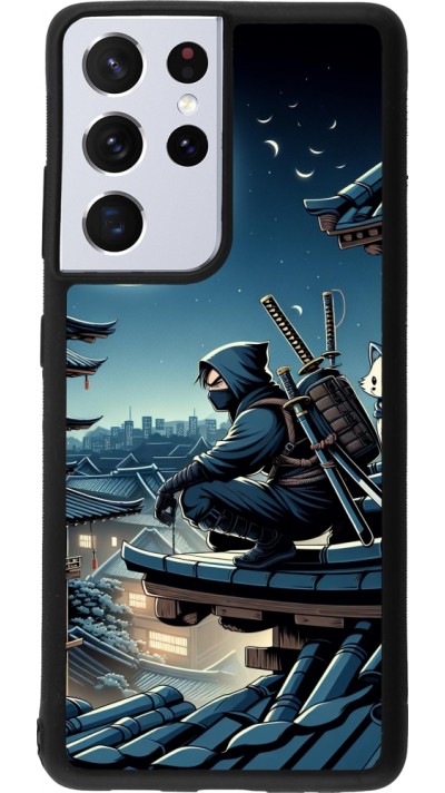 Coque Samsung Galaxy S21 Ultra 5G - Silicone rigide noir Ninja sous la lune