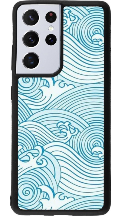 Coque Samsung Galaxy S21 Ultra 5G - Silicone rigide noir Ocean Waves