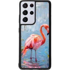 Coque Samsung Galaxy S21 Ultra 5G - Silicone rigide noir Paint Flamingo