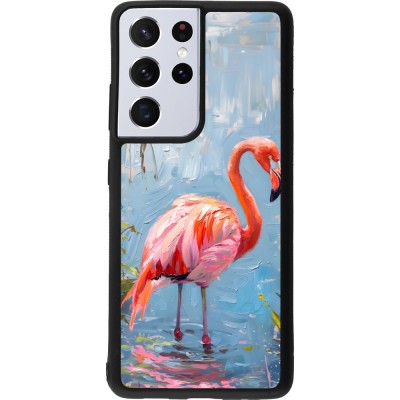 Coque Samsung Galaxy S21 Ultra 5G - Silicone rigide noir Paint Flamingo