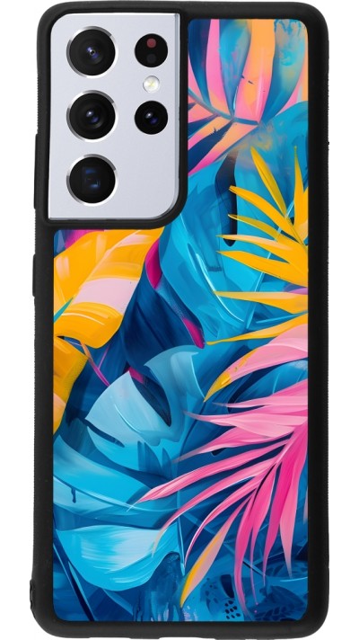 Coque Samsung Galaxy S21 Ultra 5G - Silicone rigide noir Palms Blue