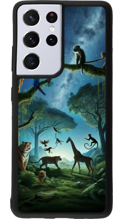 Coque Samsung Galaxy S21 Ultra 5G - Silicone rigide noir Paradis des animaux exotiques