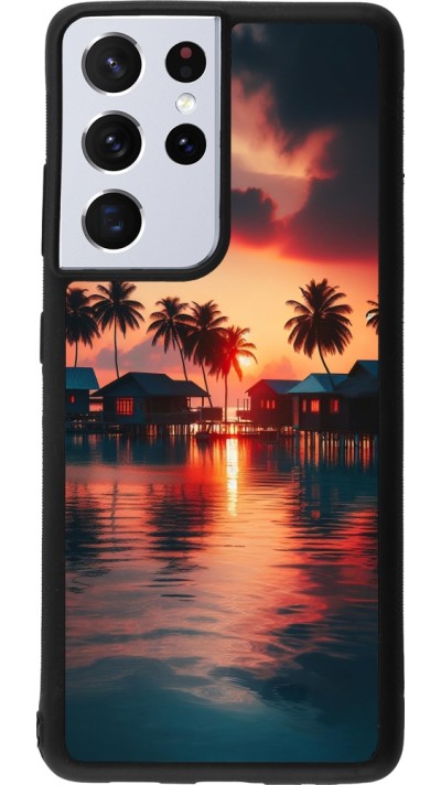 Coque Samsung Galaxy S21 Ultra 5G - Silicone rigide noir Paradis Maldives