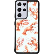 Samsung Galaxy S21 Ultra 5G Case Hülle - Silikon schwarz Muster von pastellfarbenen Hummern
