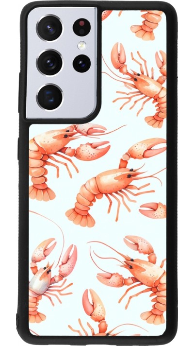 Coque Samsung Galaxy S21 Ultra 5G - Silicone rigide noir Pattern de homards pastels