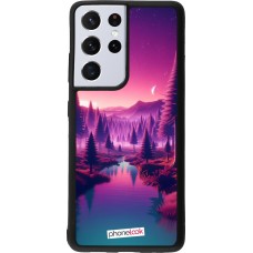 Samsung Galaxy S21 Ultra 5G Case Hülle - Silikon schwarz Lila-rosa Landschaft