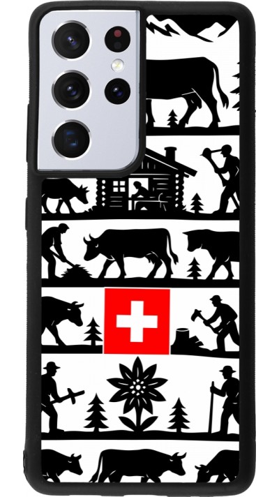 Coque Samsung Galaxy S21 Ultra 5G - Silicone rigide noir Poya Suisse 1