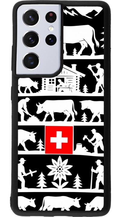 Coque Samsung Galaxy S21 Ultra 5G - Silicone rigide noir Poya Suisse 1 noir