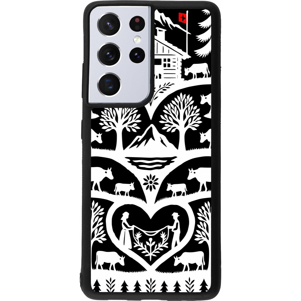 Coque Samsung Galaxy S21 Ultra 5G - Silicone rigide noir Poya Suisse 2 noir