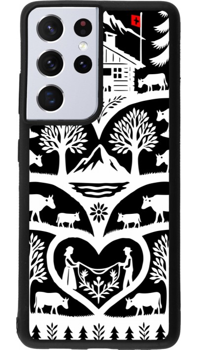 Coque Samsung Galaxy S21 Ultra 5G - Silicone rigide noir Poya Suisse 2 noir