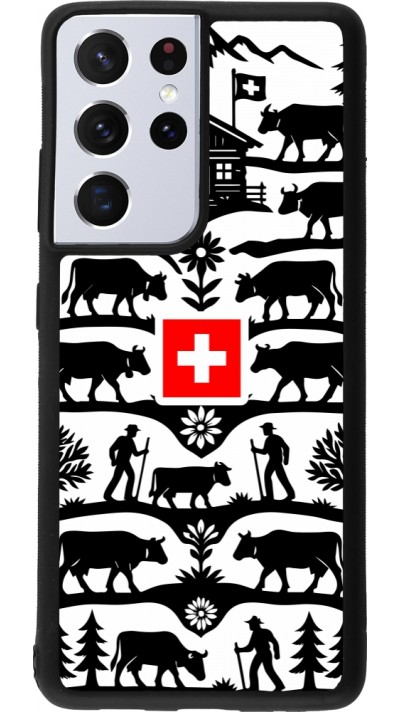 Coque Samsung Galaxy S21 Ultra 5G - Silicone rigide noir Poya Suisse 3