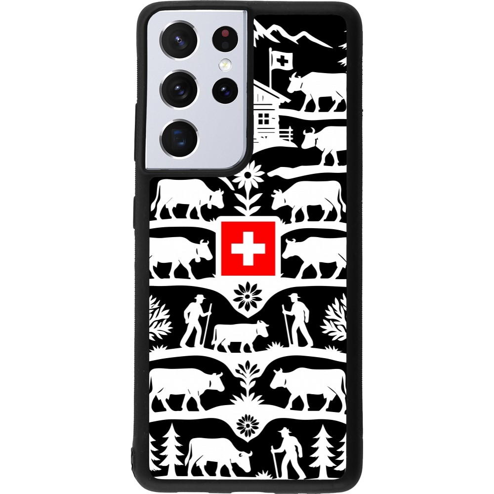 Coque Samsung Galaxy S21 Ultra 5G - Silicone rigide noir Poya Suisse 3 noir