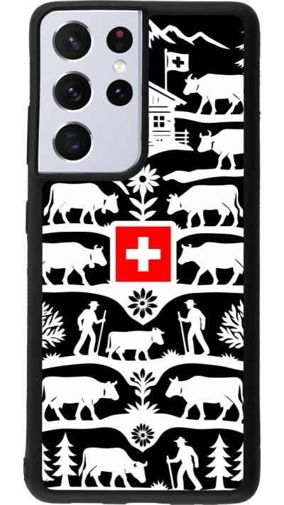 Coque Samsung Galaxy S21 Ultra 5G - Silicone rigide noir Poya Suisse 3 noir