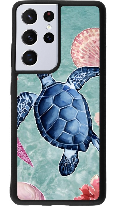 Coque Samsung Galaxy S21 Ultra 5G - Silicone rigide noir Preppy Turtle