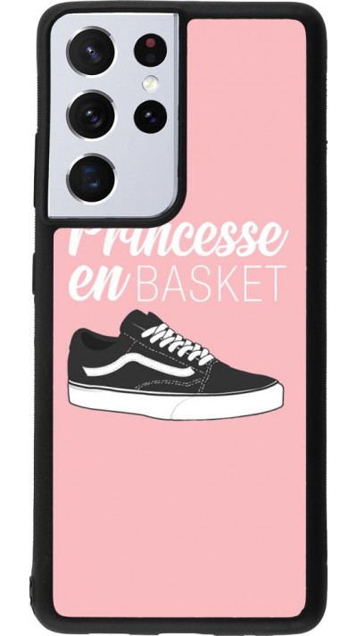Coque Samsung Galaxy S21 Ultra 5G - Silicone rigide noir princesse en basket