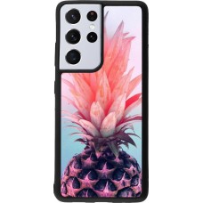 Coque Samsung Galaxy S21 Ultra 5G - Silicone rigide noir Purple Pink Pineapple