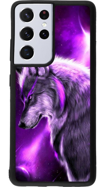 Coque Samsung Galaxy S21 Ultra 5G - Silicone rigide noir Purple Sky Wolf
