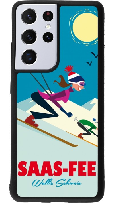Coque Samsung Galaxy S21 Ultra 5G - Silicone rigide noir Saas-Fee Ski Downhill