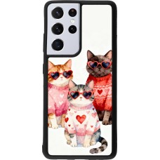 Coque Samsung Galaxy S21 Ultra 5G - Silicone rigide noir Saint Valentines Day 26 Cat Love