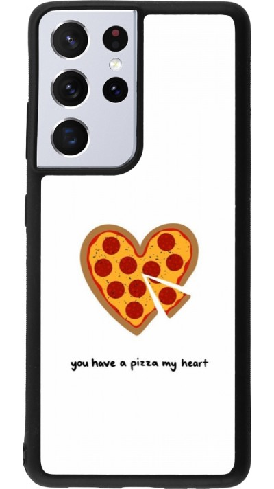 Coque Samsung Galaxy S21 Ultra 5G - Silicone rigide noir Saint Valentines Day 26 You have my pizza heart