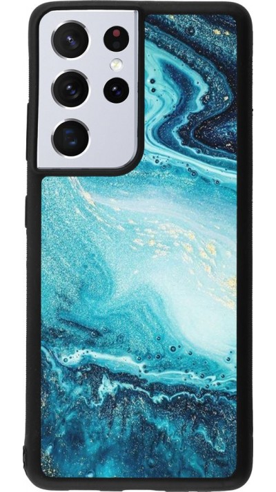 Coque Samsung Galaxy S21 Ultra 5G - Silicone rigide noir Sea Foam Blue