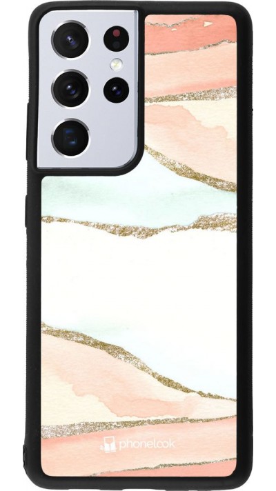 Coque Samsung Galaxy S21 Ultra 5G - Silicone rigide noir Shimmering Orange