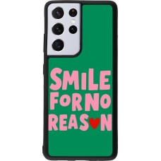 Coque Samsung Galaxy S21 Ultra 5G - Silicone rigide noir Smile for no reason 2026