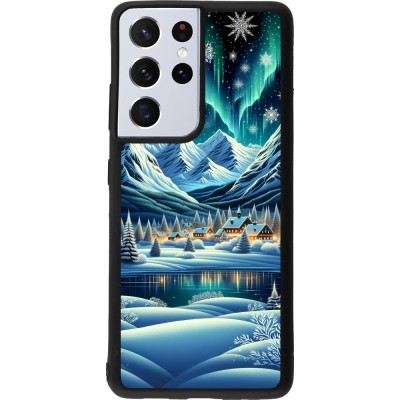 Coque Samsung Galaxy S21 Ultra 5G - Silicone rigide noir Snowy Mountain Village Lake night