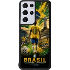 Coque Samsung Galaxy S21 Ultra 5G - Silicone rigide noir Football Brésil splash 2026