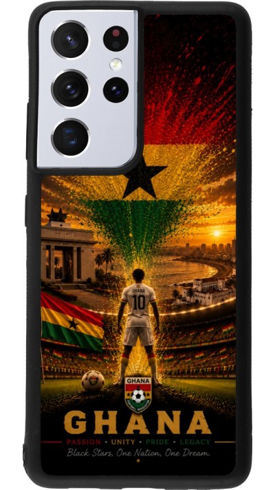Coque Samsung Galaxy S21 Ultra 5G - Silicone rigide noir Football Ghana splash 2026