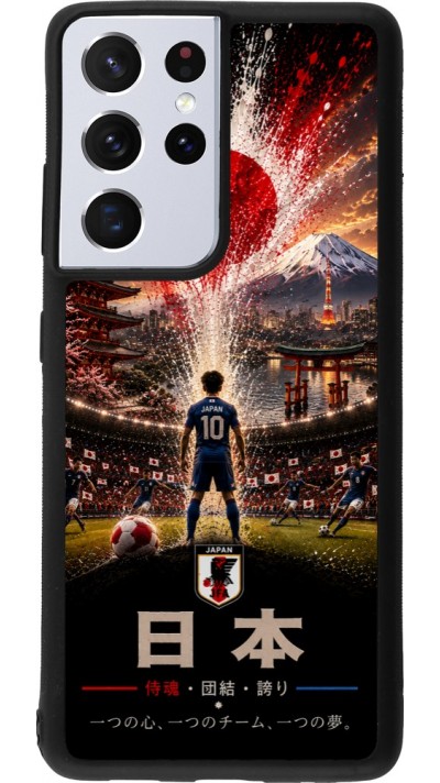 Coque Samsung Galaxy S21 Ultra 5G - Silicone rigide noir Football Japon splash 2026